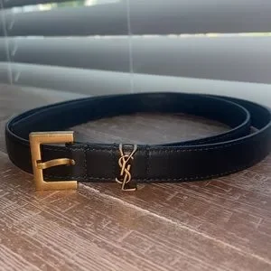 COPY - YSL Logo Belt Yves Saint Laurent (size 100) YSL Logo thin Leather Belt  main image 4